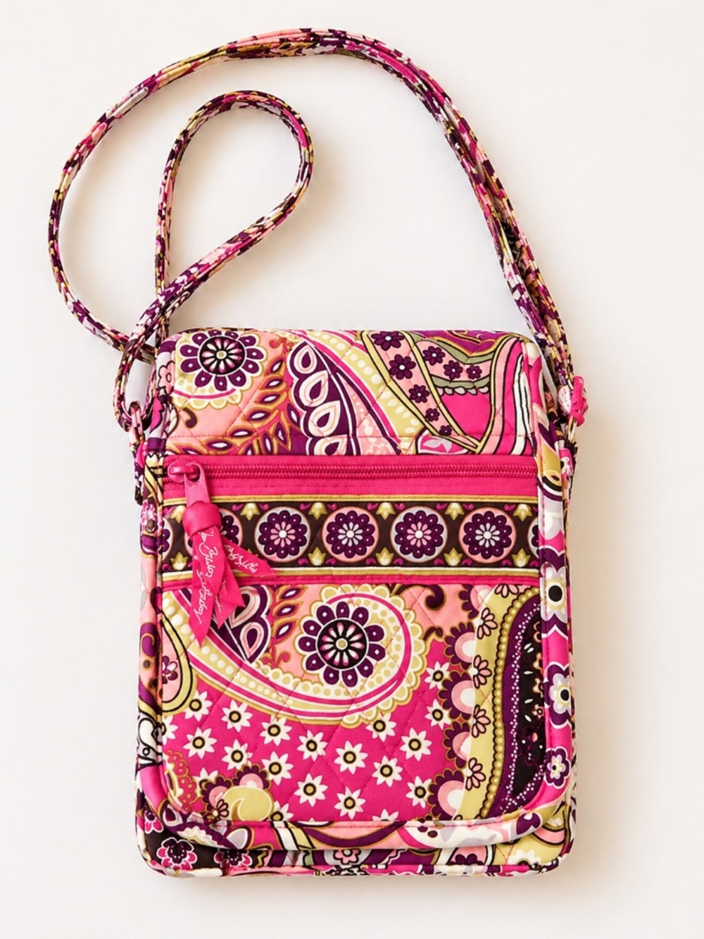 Vera Bradley Very Berry Paisley Small Crossbody Bag Pink Quilted